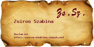 Zsiros Szabina névjegykártya